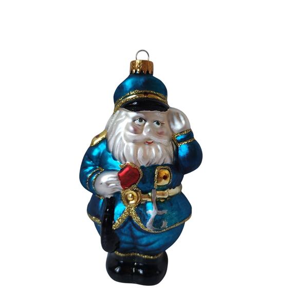 Blown Glass Police Officer Christmas Ornament Law Enforcement Santa Claus 2004 - Picture 1 of 9